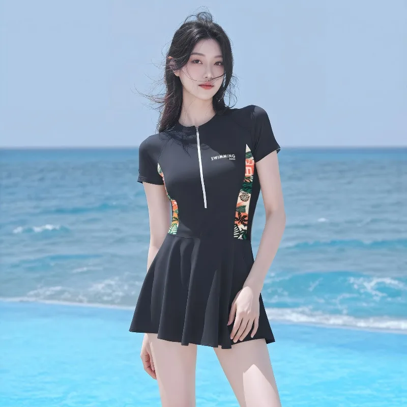 Swimsuit Women's One-piece Swimsuit New Cover Belly Slimming Conservative Hot Spring Swimming Pool Special Sports Swimsuit
