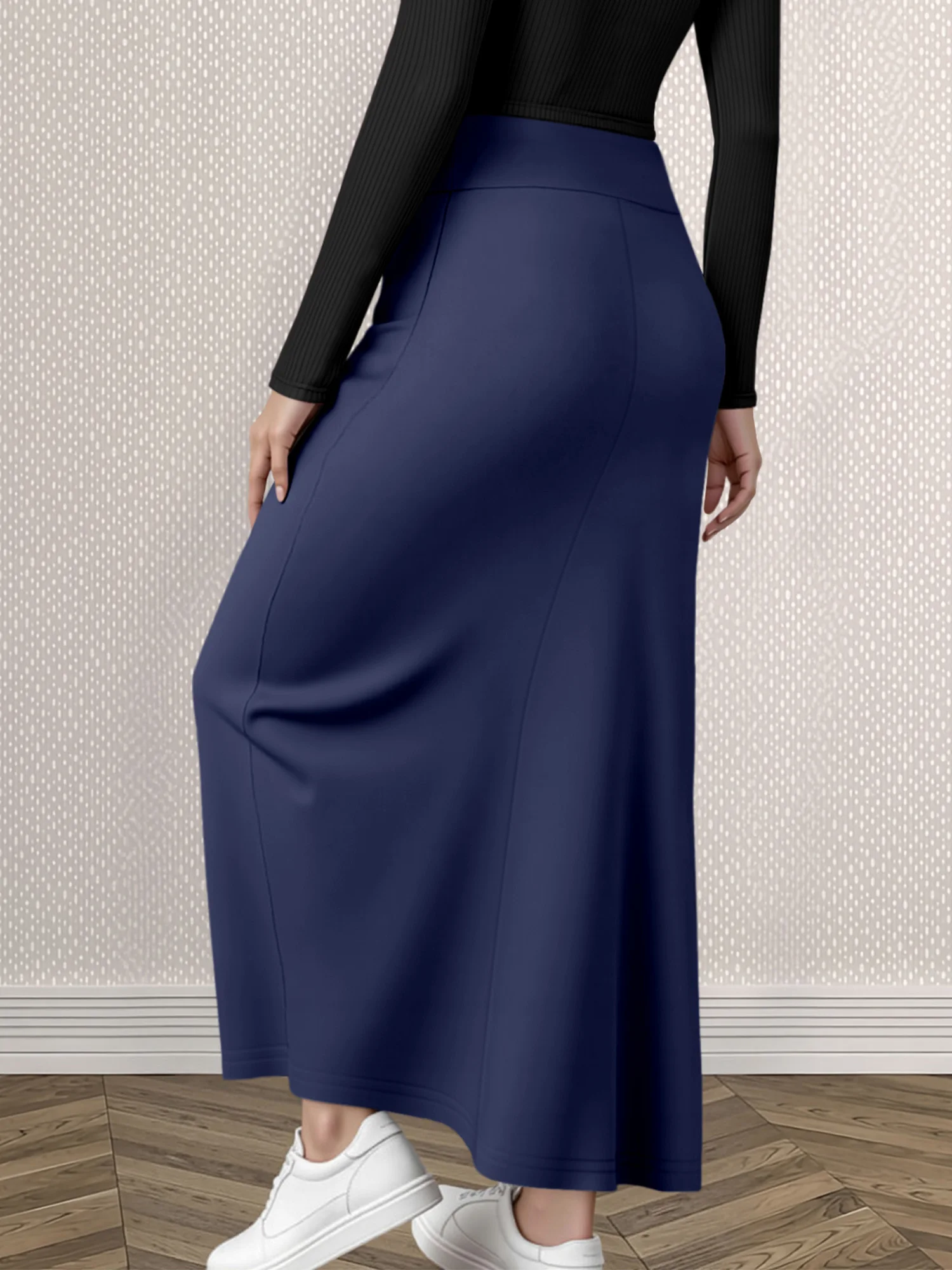 Korean High Waist A-Line Long Skirt Multi-Color Slim Hip-Cover Simple Draping Women's Daily All-Match Dress