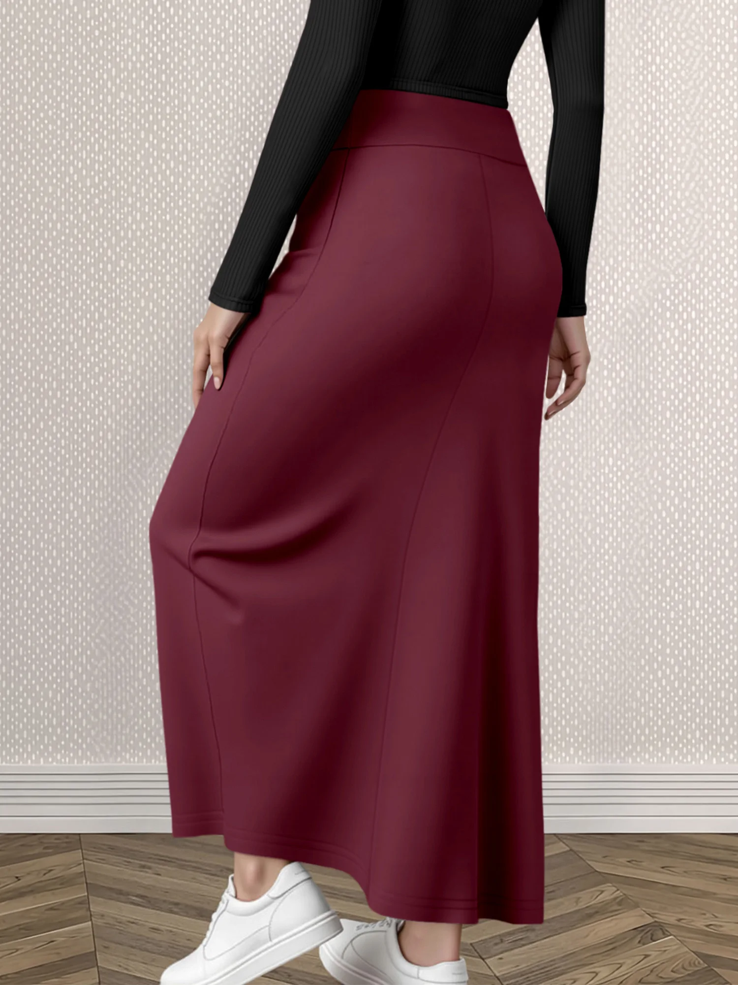 Korean High Waist A-Line Long Skirt Multi-Color Slim Hip-Cover Simple Draping Women's Daily All-Match Dress