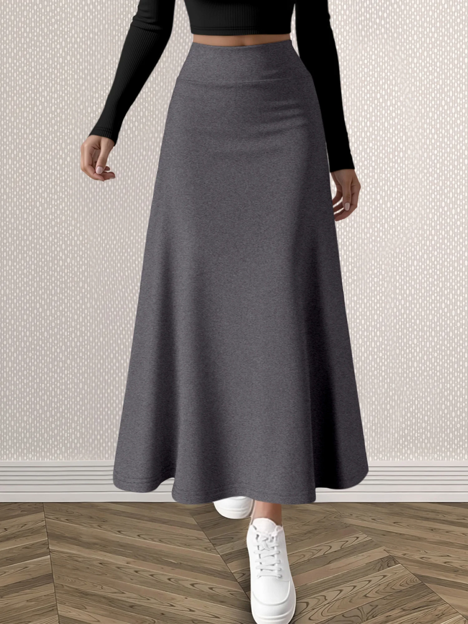 Korean High Waist A-Line Long Skirt Multi-Color Slim Hip-Cover Simple Draping Women's Daily All-Match Dress