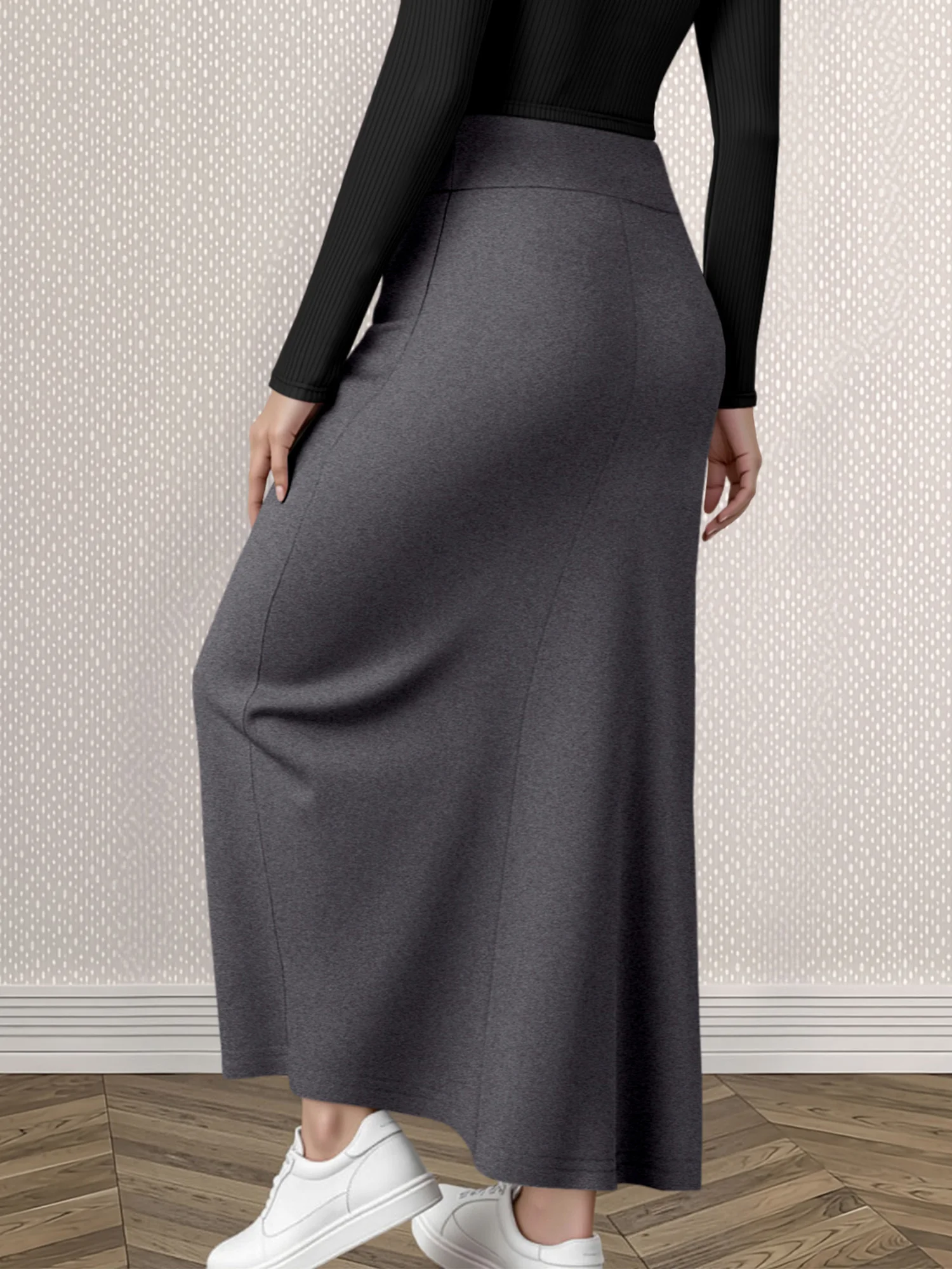 Korean High Waist A-Line Long Skirt Multi-Color Slim Hip-Cover Simple Draping Women's Daily All-Match Dress