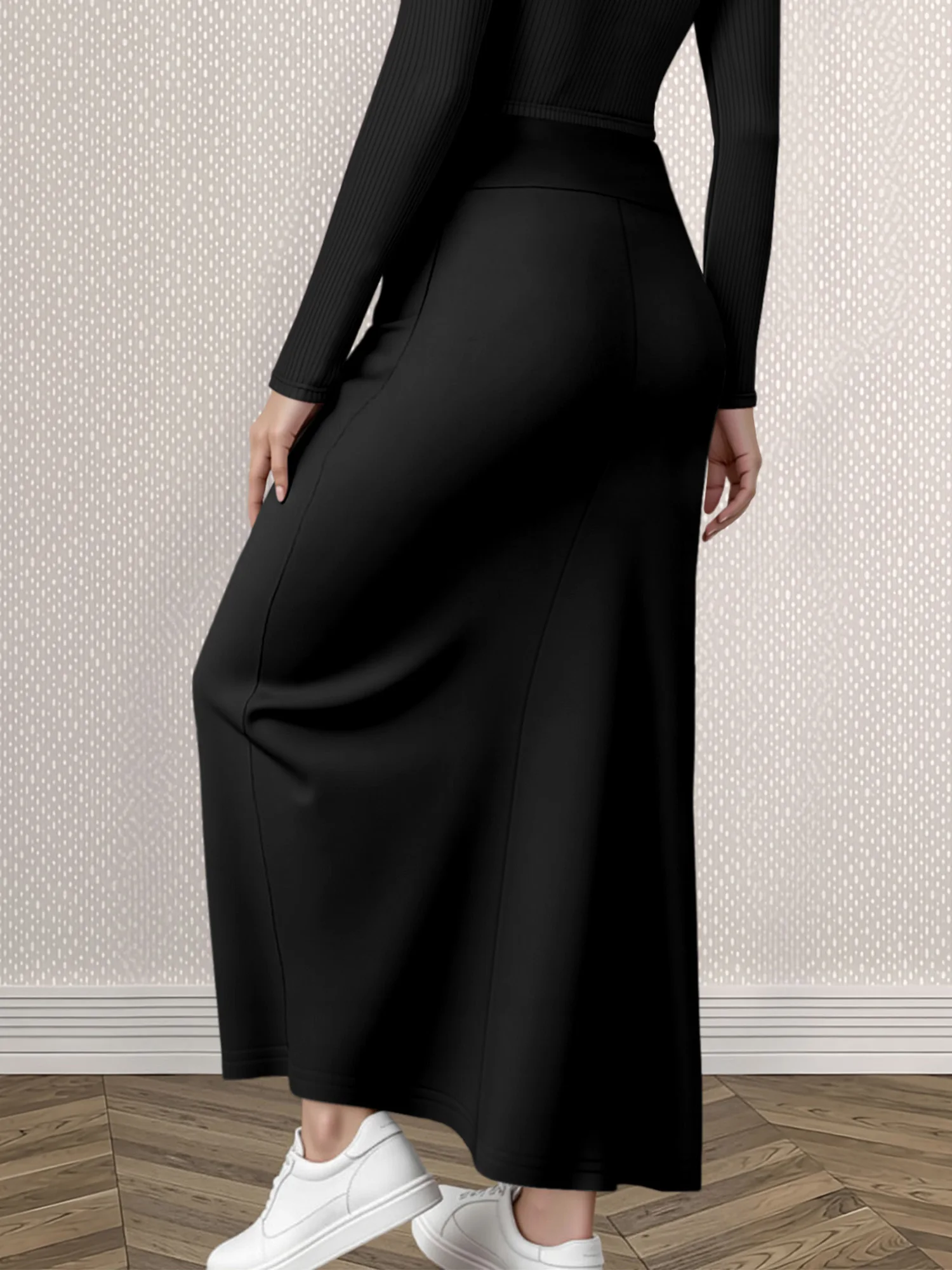 Korean High Waist A-Line Long Skirt Multi-Color Slim Hip-Cover Simple Draping Women's Daily All-Match Dress