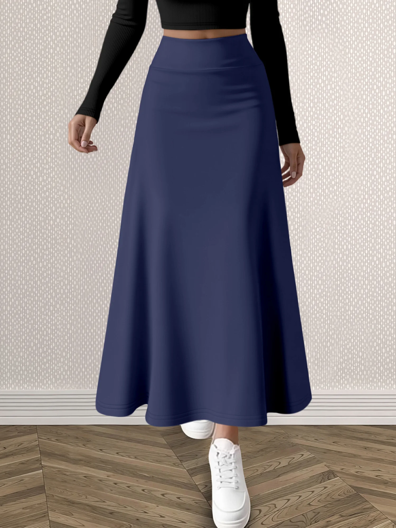 Korean High Waist A-Line Long Skirt Multi-Color Slim Hip-Cover Simple Draping Women's Daily All-Match Dress
