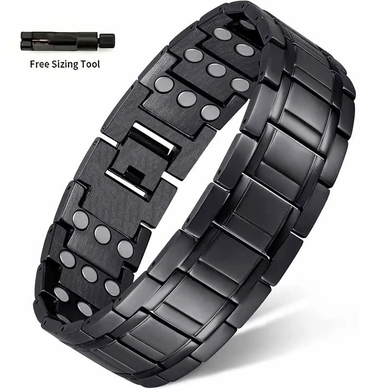 Men's copper magnetic bracelet set with three rows of magnetic chains and disassembly tools. Durable gift with size adjustment t
