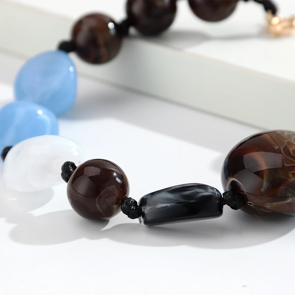 Fashion Acrylic Irregular Geometric Beads Choker Necklace New Handmade Knot Beaded Collar Necklaces Trendy Jewelry Gifts