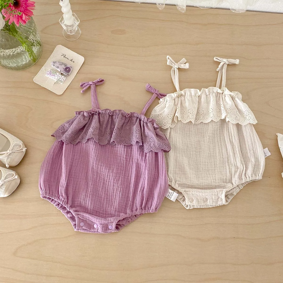 Summer Baby Girl Lace Sling Bodice Baby Girl Hollow Ruffled Princess Sling Bodice