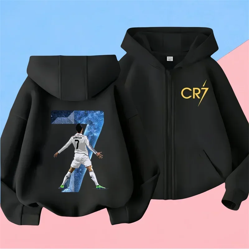7 Ronaldo Sweatshirts for Baby CR7 Children Top Football Star Back to School Zipper Hoodie Children's Boy's Clothing Messi Boys.