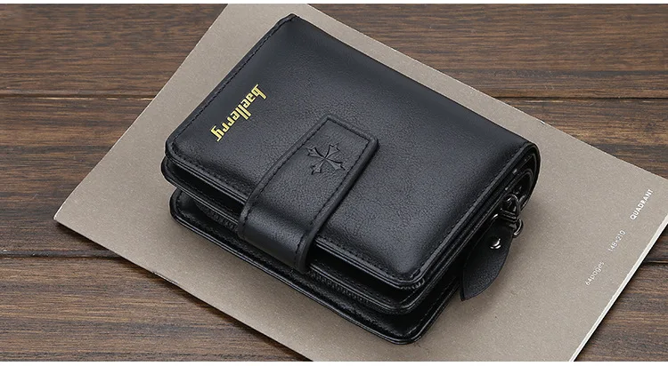 Baellerry Luxury Men's Wallet Vintage PU Leather Zipper Card Holder Male Purse Business Coin Holder
