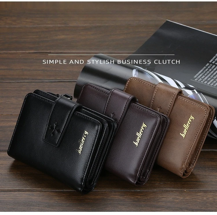 Baellerry Luxury Men's Wallet Vintage PU Leather Zipper Card Holder Male Purse Business Coin Holder
