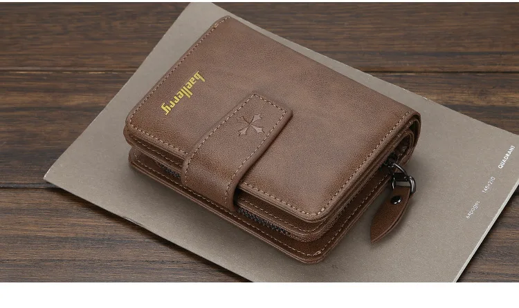 Baellerry Luxury Men's Wallet Vintage PU Leather Zipper Card Holder Male Purse Business Coin Holder