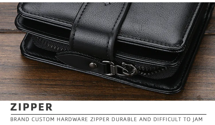 Baellerry Luxury Men's Wallet Vintage PU Leather Zipper Card Holder Male Purse Business Coin Holder