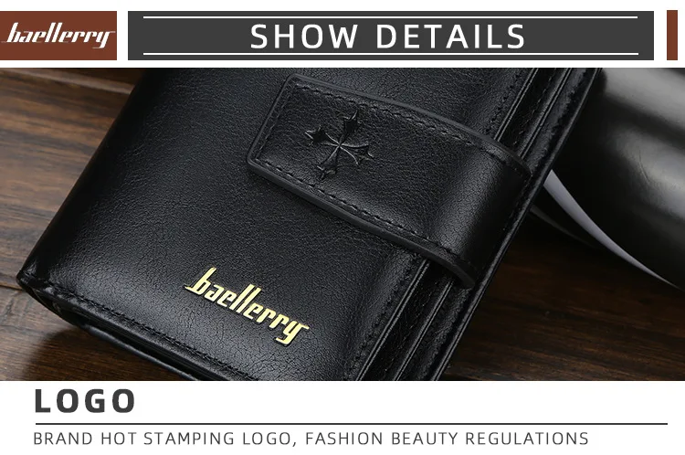 Baellerry Luxury Men's Wallet Vintage PU Leather Zipper Card Holder Male Purse Business Coin Holder