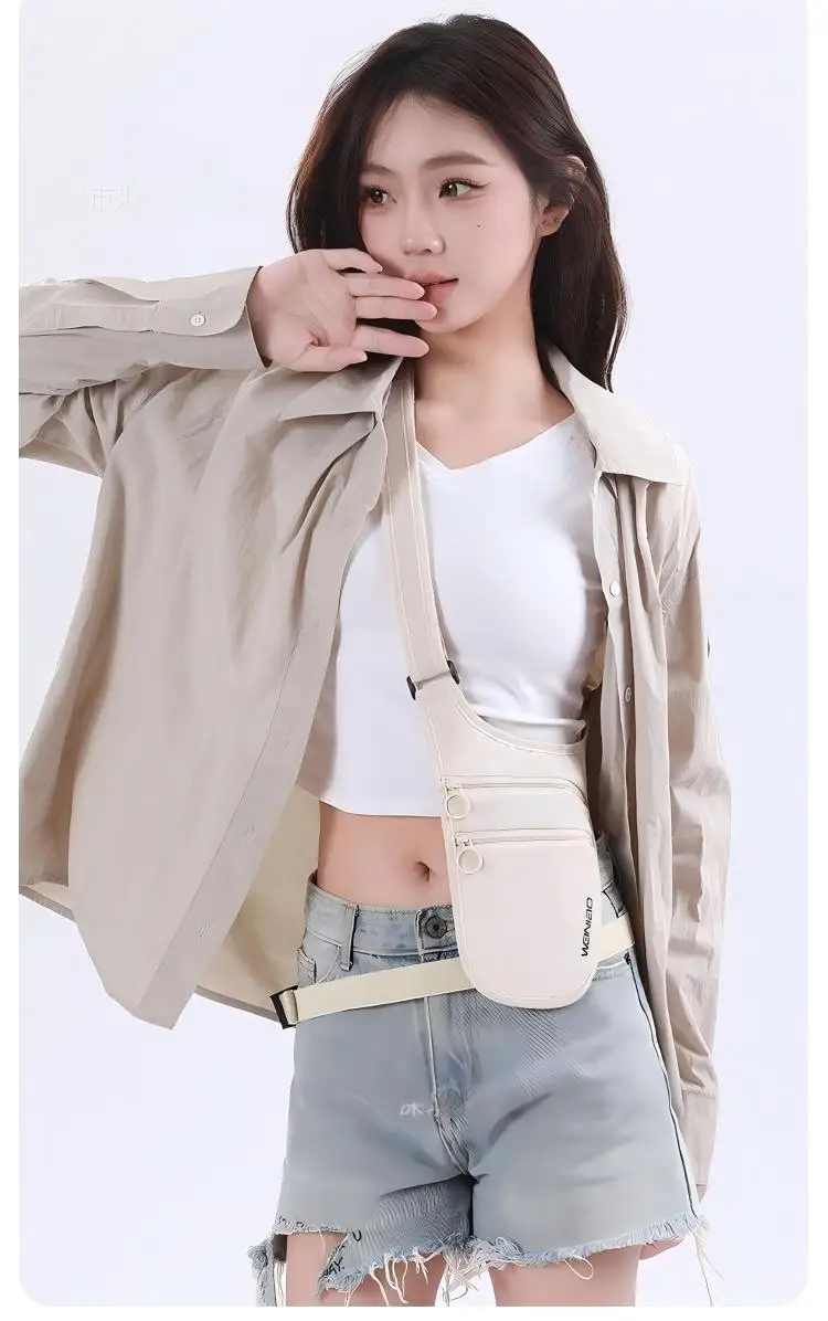 New Anti-Theft Travel Sport Waist Bag with Breathable Large Capacity Ultra-Thin Waterproof Concealed Belt Bag Chest Bag