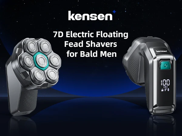 Kensen S32 Electric Head Shaver for Men 7D Floating Cutter USB-C Rechargeable 8100/8500 RPM IPX6 Waterproof Magnetic Head Razor
