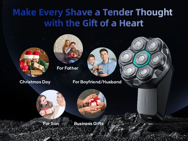 Kensen S32 Electric Head Shaver for Men 7D Floating Cutter USB-C Rechargeable 8100/8500 RPM IPX6 Waterproof Magnetic Head Razor