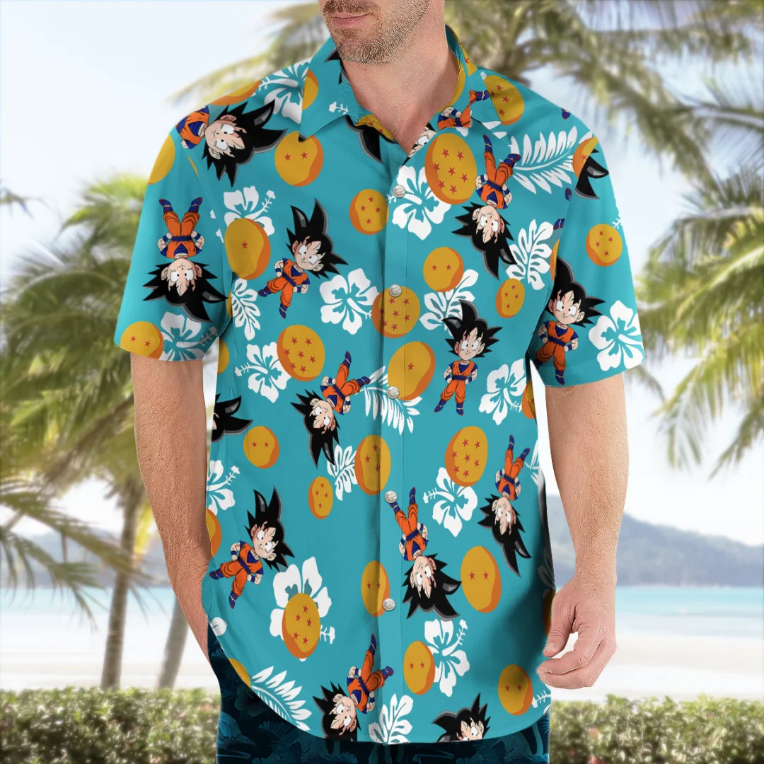 2026 Goku Dragon Ball Hawaiian Anime Shirt Summer Vibes Summer Sports Leisure Men's T-Shirt Children's Clothing Tee Y2k Woman