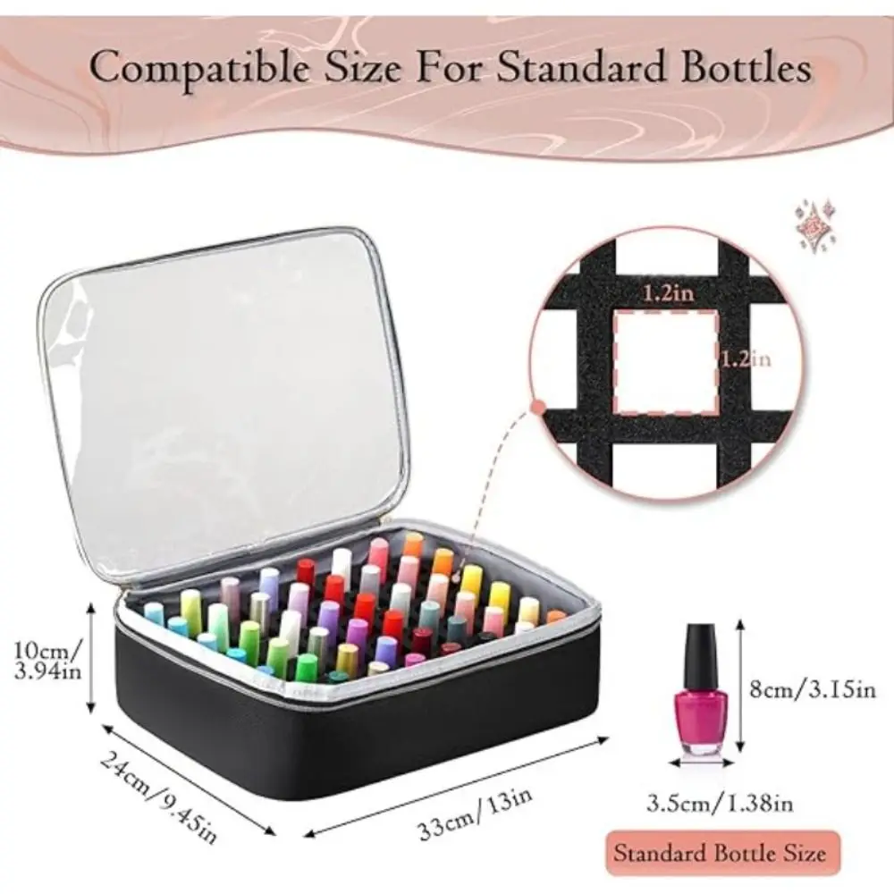 Large Capacity Nail Polish Organizer Bag with Shoulder Strap 96 Compartment Nail Care Kit Bag Handheld Makeup Bag