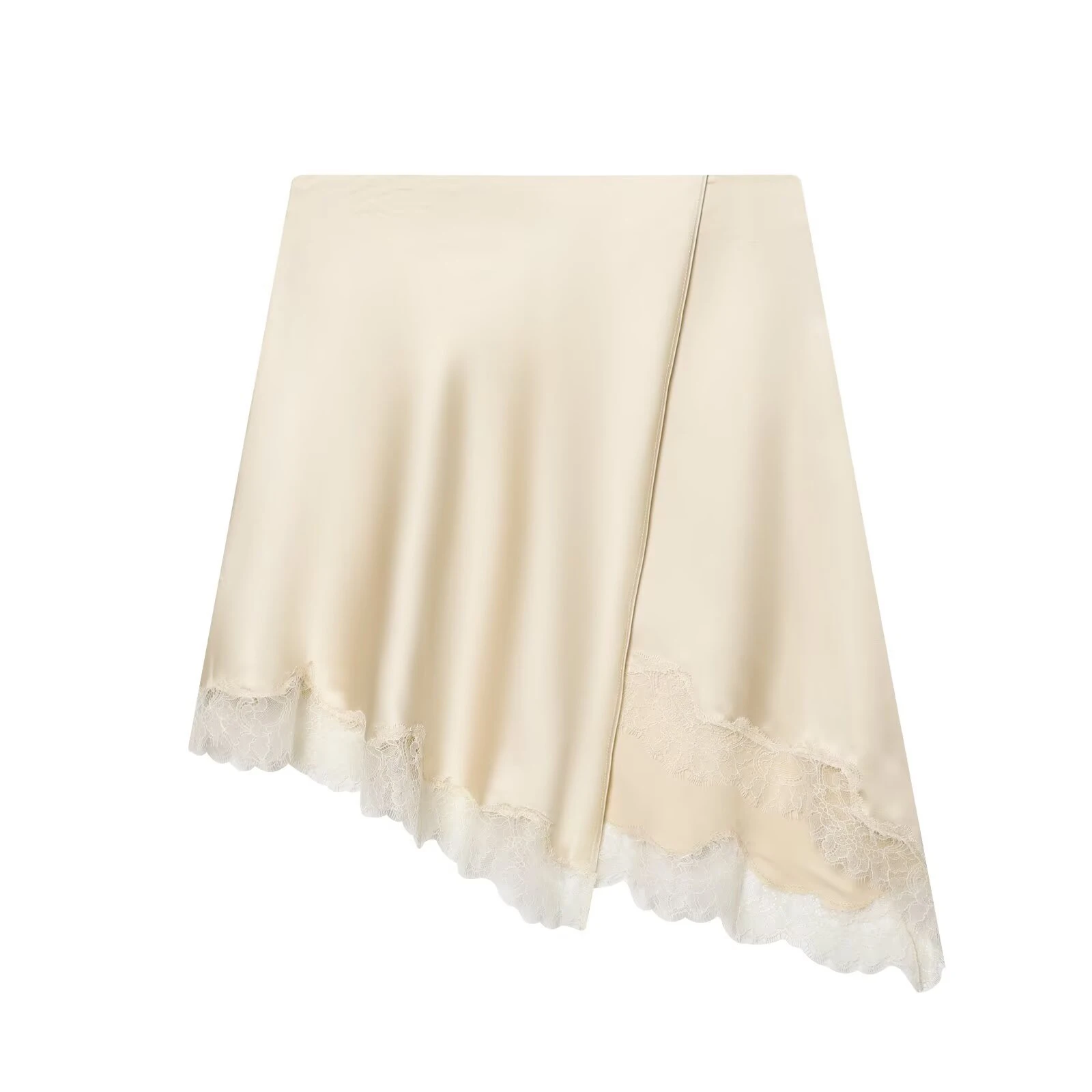 European and American style women's clothing new 2026 fashionable lace hem cross slit irregular skirt