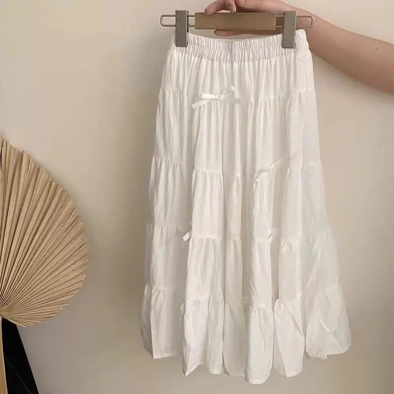Two Piece Set Girls' Short Sleeved Skirt Summer New Fashion Lace T-shirt Cake Skirt Kids Beautiful Suit