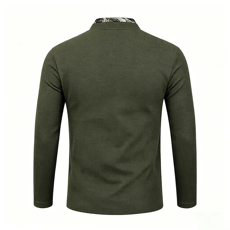 Men's Plus Size Waffle Knit Henley Shirt Long Sleeve Button Down Casual Breathable Polyester Tops for Spring Autumn Streetwear