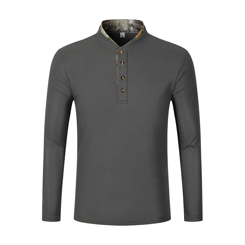 Men's Plus Size Waffle Knit Henley Shirt Long Sleeve Button Down Casual Breathable Polyester Tops for Spring Autumn Streetwear