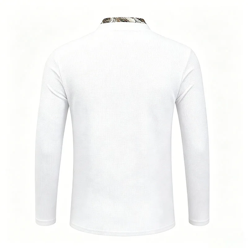 Men's Plus Size Waffle Knit Henley Shirt Long Sleeve Button Down Casual Breathable Polyester Tops for Spring Autumn Streetwear
