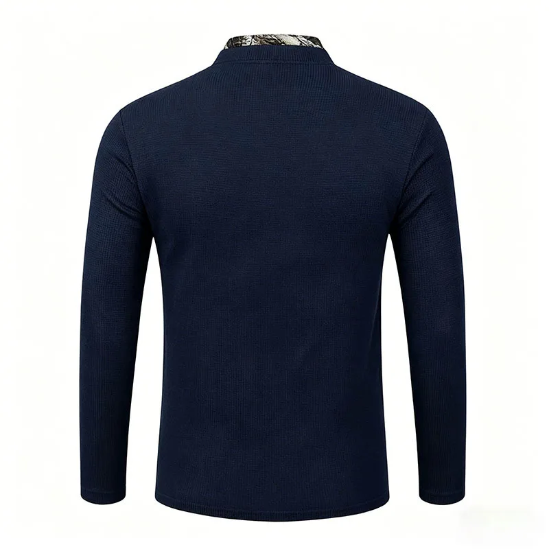 Men's Plus Size Waffle Knit Henley Shirt Long Sleeve Button Down Casual Breathable Polyester Tops for Spring Autumn Streetwear
