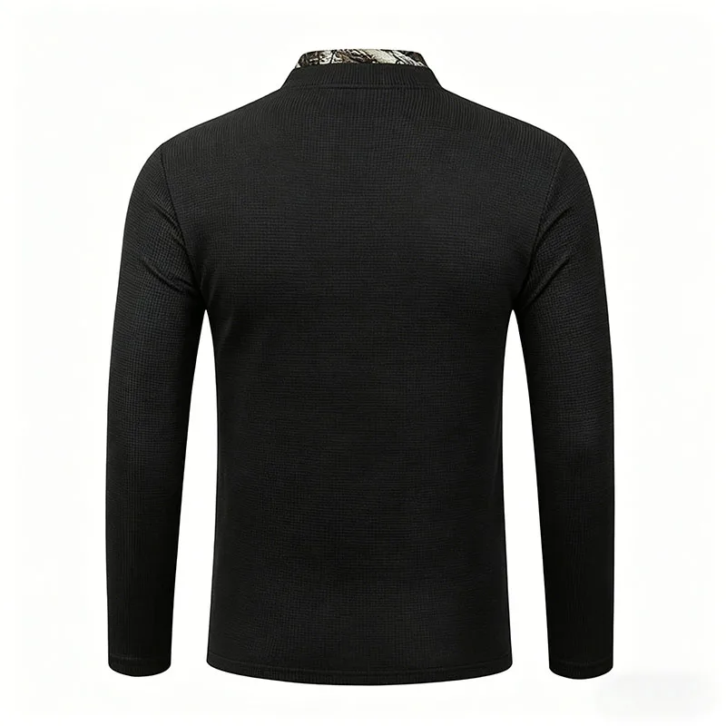 Men's Plus Size Waffle Knit Henley Shirt Long Sleeve Button Down Casual Breathable Polyester Tops for Spring Autumn Streetwear