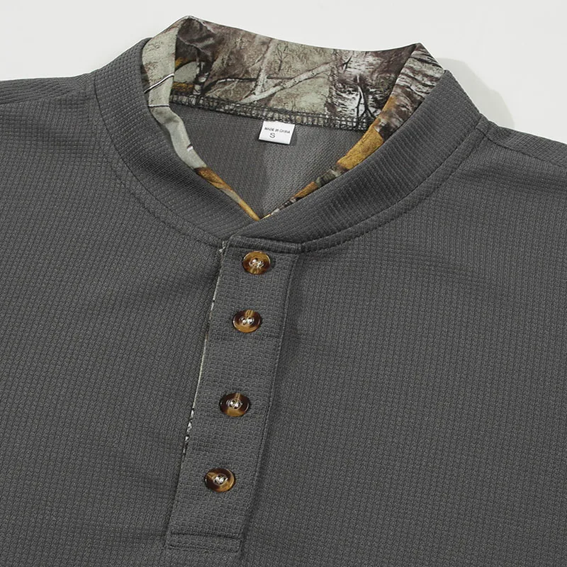 Men's Plus Size Waffle Knit Henley Shirt Long Sleeve Button Down Casual Breathable Polyester Tops for Spring Autumn Streetwear