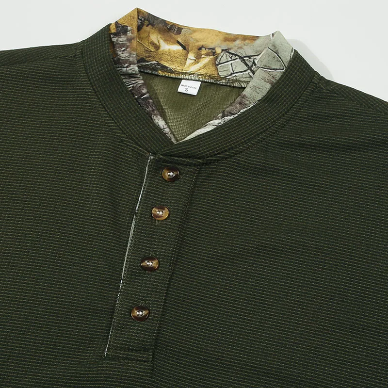 Men's Plus Size Waffle Knit Henley Shirt Long Sleeve Button Down Casual Breathable Polyester Tops for Spring Autumn Streetwear