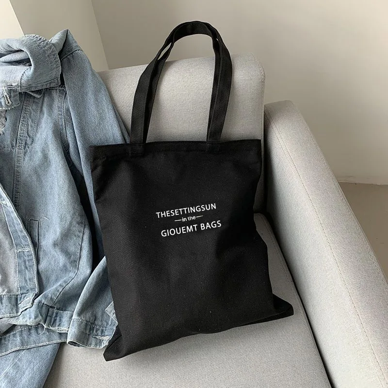 Canvas Bag Simple Letter-shaped Shoulder Bag Large Capacity Casual Cotton Bag Shopping Bag Computer Bag Book Bag for Students