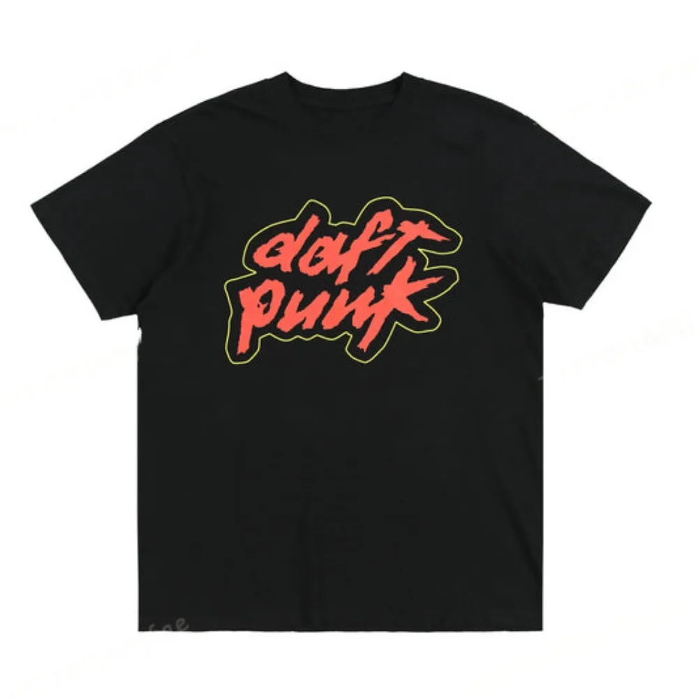 2026 New Men's Daft Punk summer T-shirt cotton women's casual wear solid color short sleeved unisex streetwear
