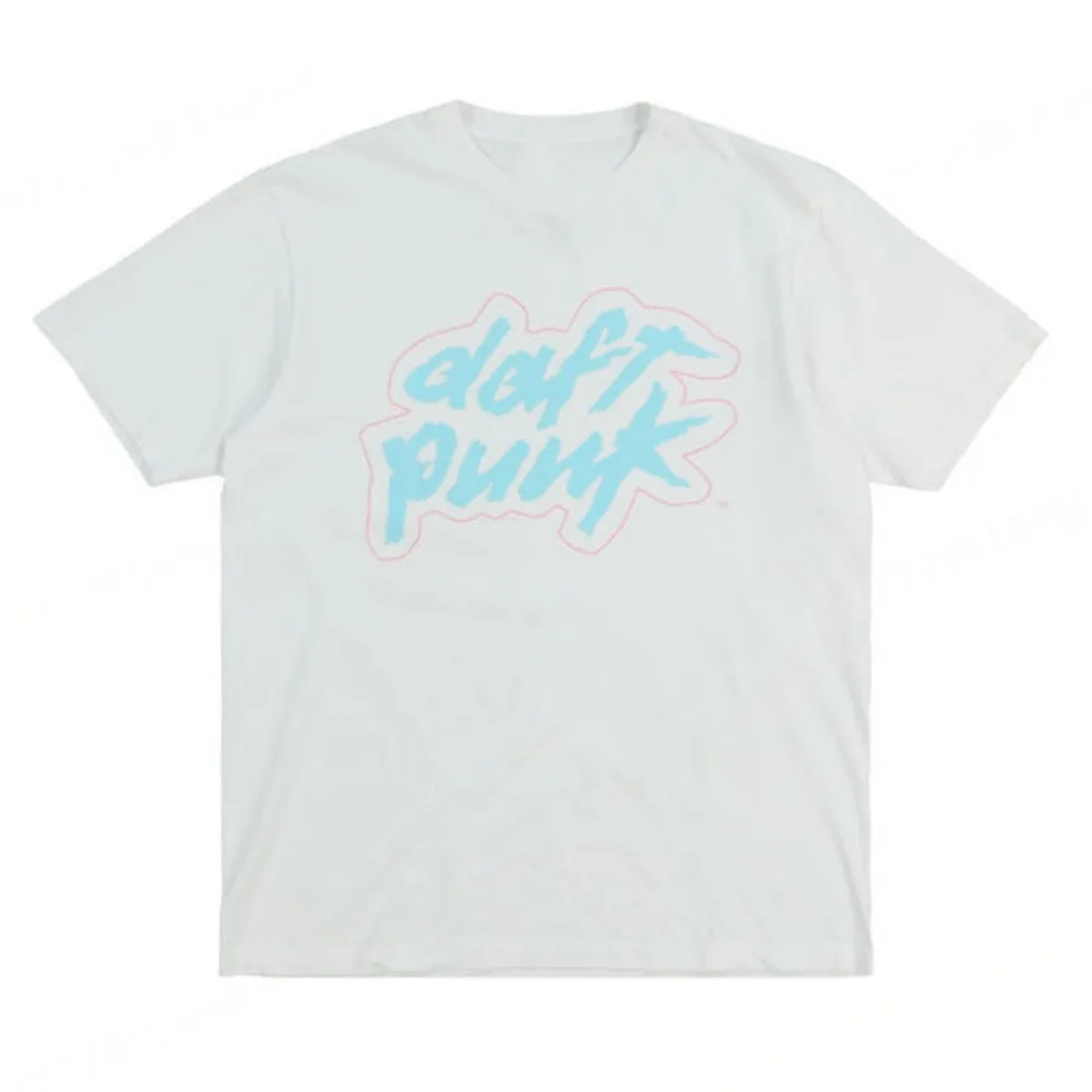 2026 New Men's Daft Punk summer T-shirt cotton women's casual wear solid color short sleeved unisex streetwear