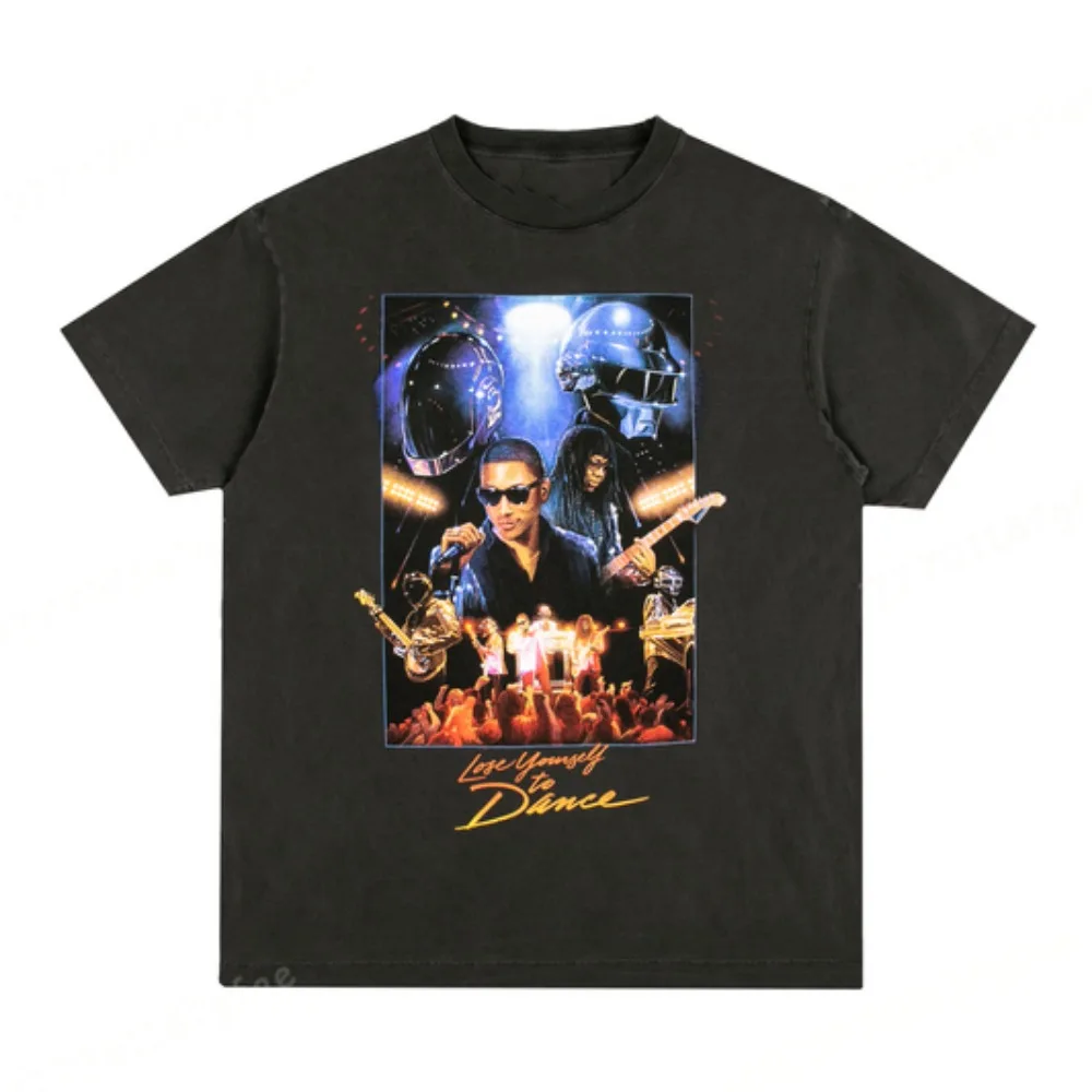 2026 New Men's Daft Punk summer T-shirt cotton women's casual wear solid color short sleeved unisex streetwear