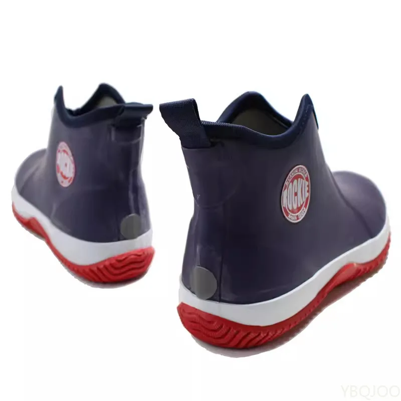 Spring Autumn Fashion Large Outdoor Waterproof and Anti Slip Men Rain Shoes Lightweight Short Tube Fishing Versatile Rain Boots