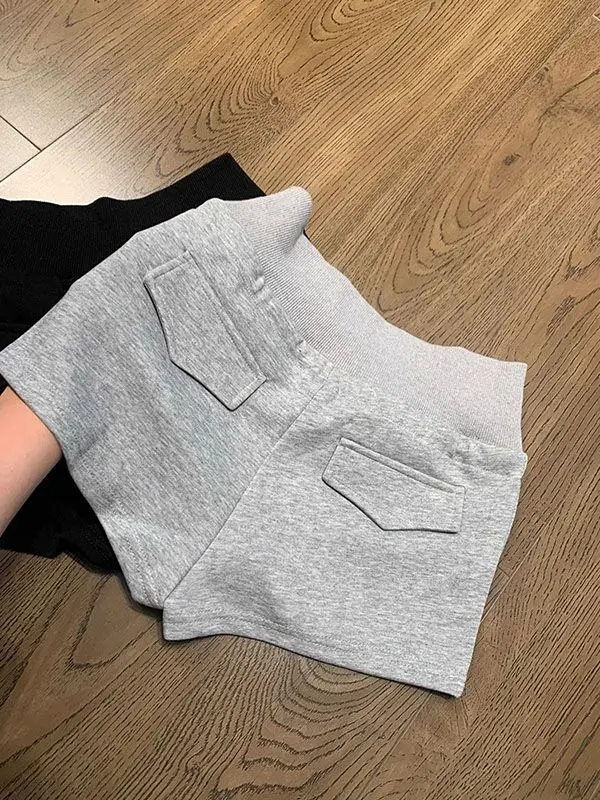Korean Style Women Mid Waist Shorts Solid Color Mini Summer Casual Cotton Slim Fit Y2K Streetwear Women Shorts Black Shorts