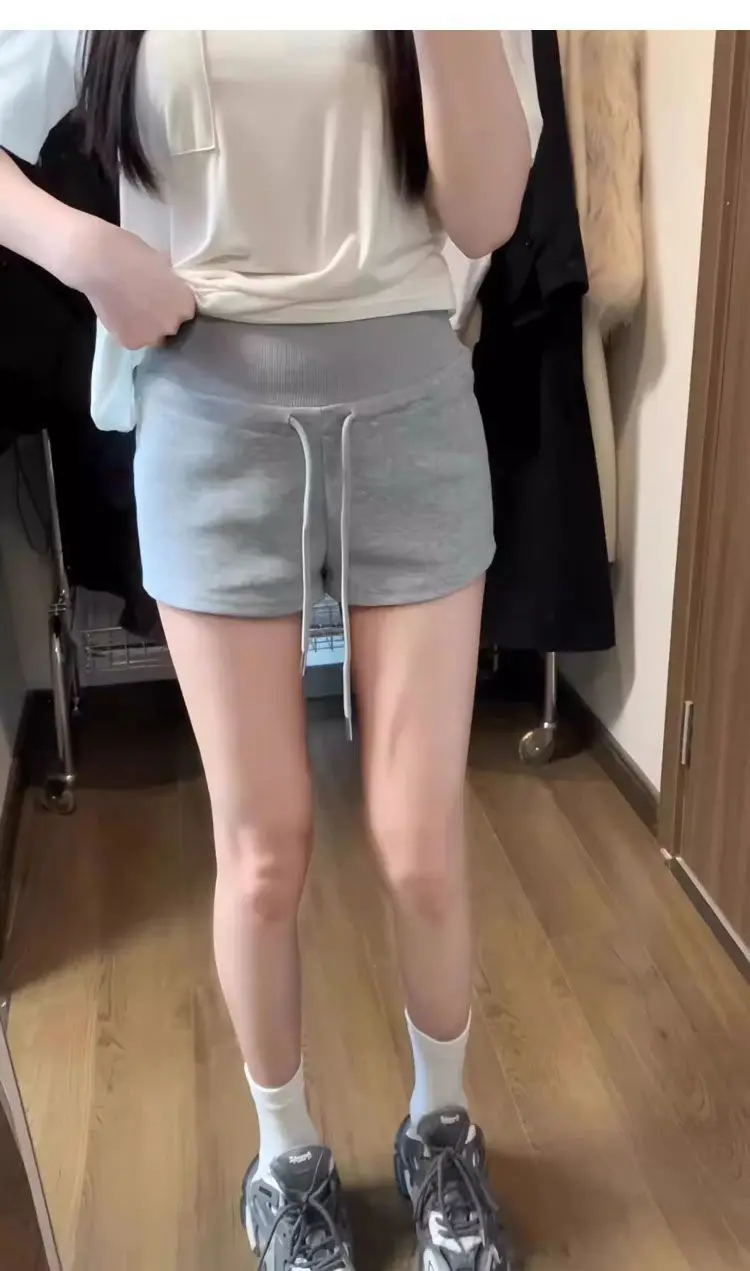 Korean Style Women Mid Waist Shorts Solid Color Mini Summer Casual Cotton Slim Fit Y2K Streetwear Women Shorts Black Shorts