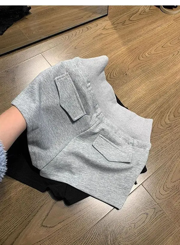 Korean Style Women Mid Waist Shorts Solid Color Mini Summer Casual Cotton Slim Fit Y2K Streetwear Women Shorts Black Shorts
