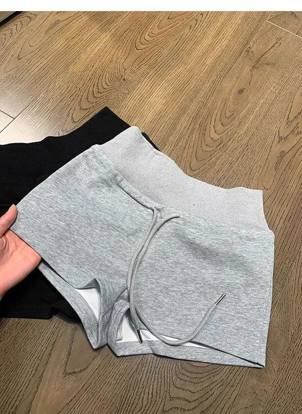 Korean Style Women Mid Waist Shorts Solid Color Mini Summer Casual Cotton Slim Fit Y2K Streetwear Women Shorts Black Shorts
