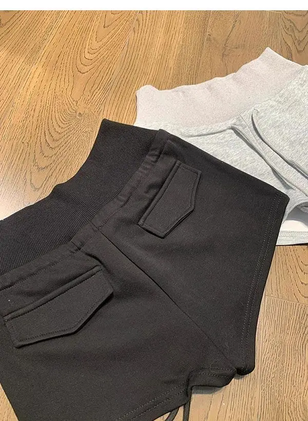 Korean Style Women Mid Waist Shorts Solid Color Mini Summer Casual Cotton Slim Fit Y2K Streetwear Women Shorts Black Shorts