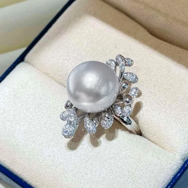 Huitan Exquisite Simulated Pearl Cubic Zirconia Ring for Party Luxury Female Anniversary Ceremony Accessories Delicate Jewelry