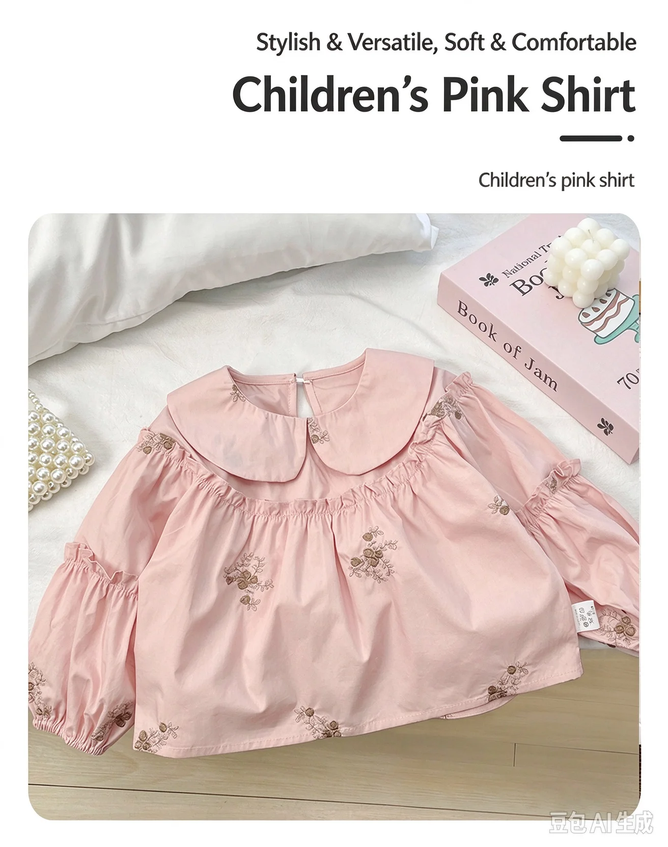 Girls' Shirt 2026 New Children Spring and Autumn Baby Shirt Top Little Girl Western Style Flower Embroidered Shirt