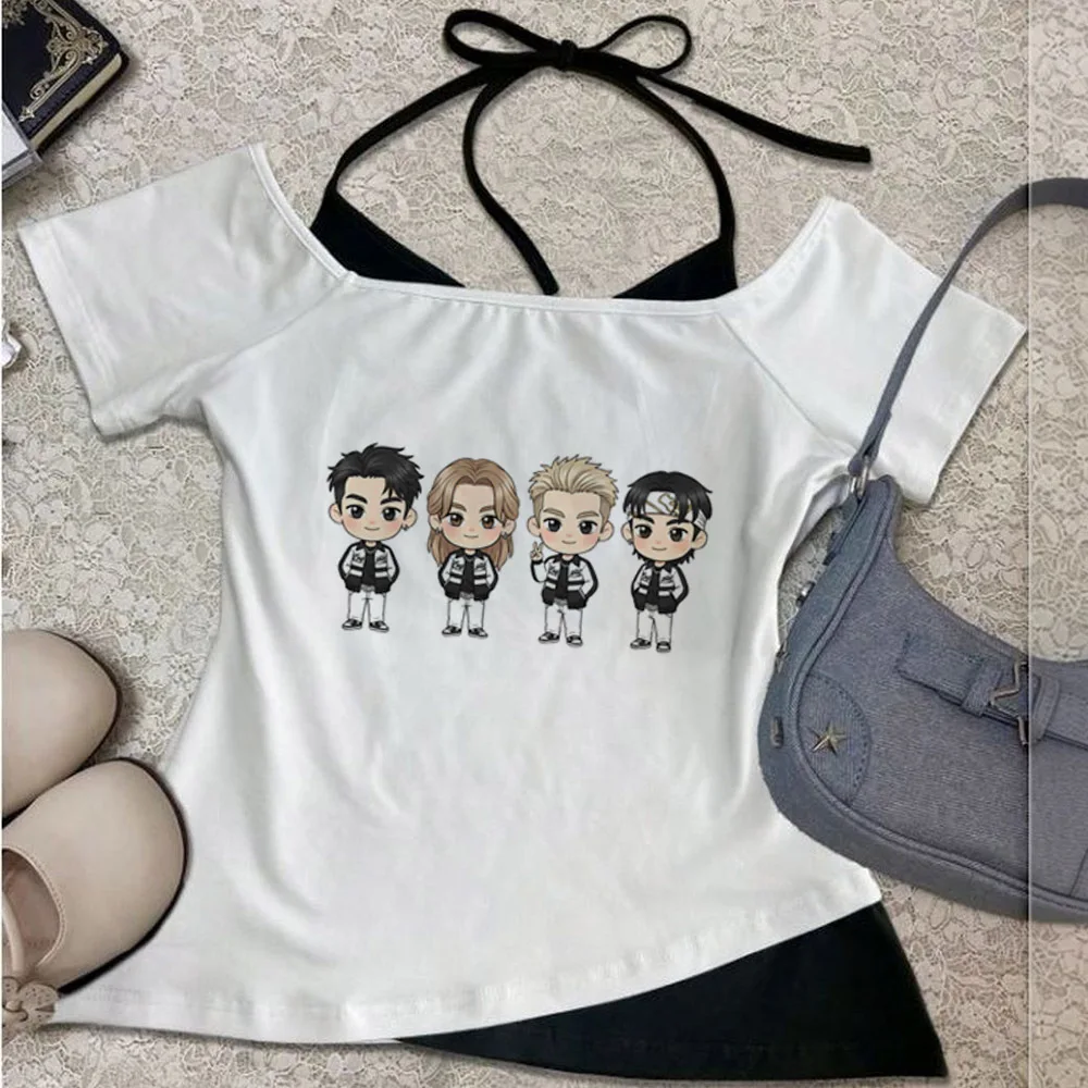 Lngshot crop top teen meme gothic korean fashion shirt y2k japan emo 2000s anime
