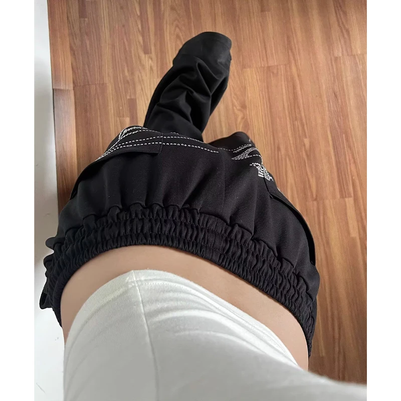 2026 Summer Women Black Gothic Baggy Y2k Letter Pants Aesthetic 2000s Vintage Oversize Hip-pop Sweatpants Wide Leg Trouser