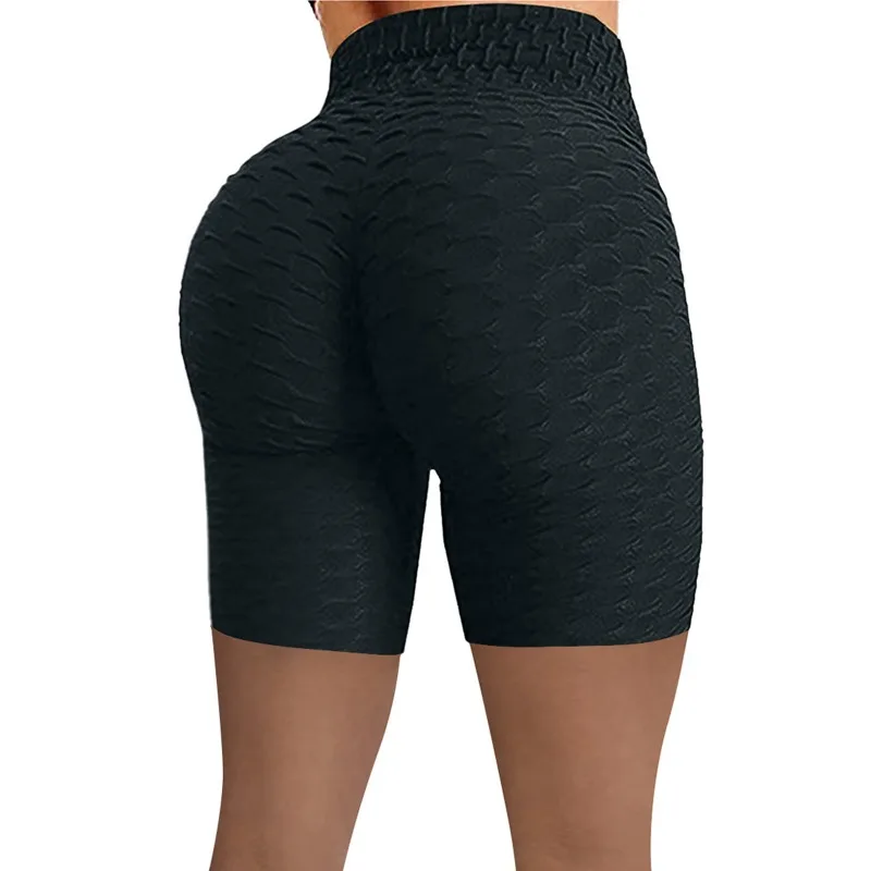 2026 Women's High Waist Bubble Sports Yoga Pants, Hip Lifting Slimming Elastic Five Point Shorts Outdoor Casual Shorts