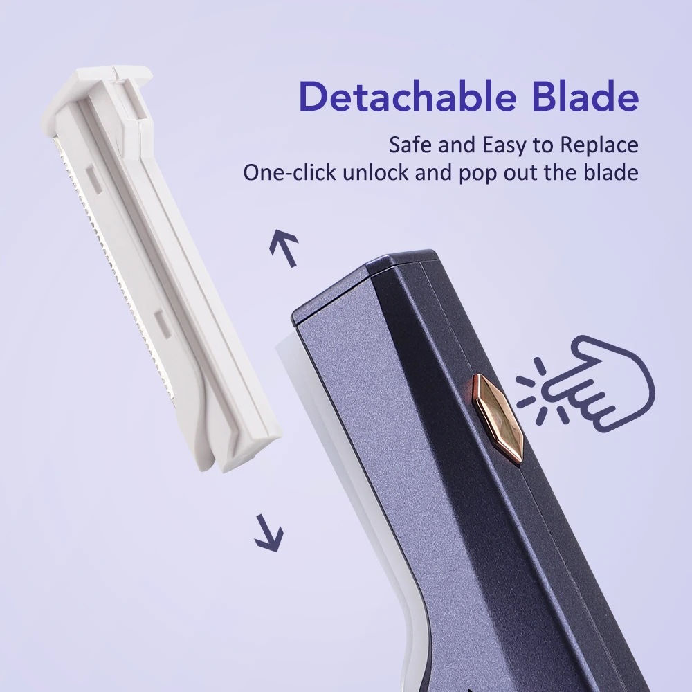 Sonic Dermaplaning Tool for Women 3-Speed Facial Exfoliation Razor Peach Fuzz Removal with 9 Refill Blades Facial Hair Trimmer
