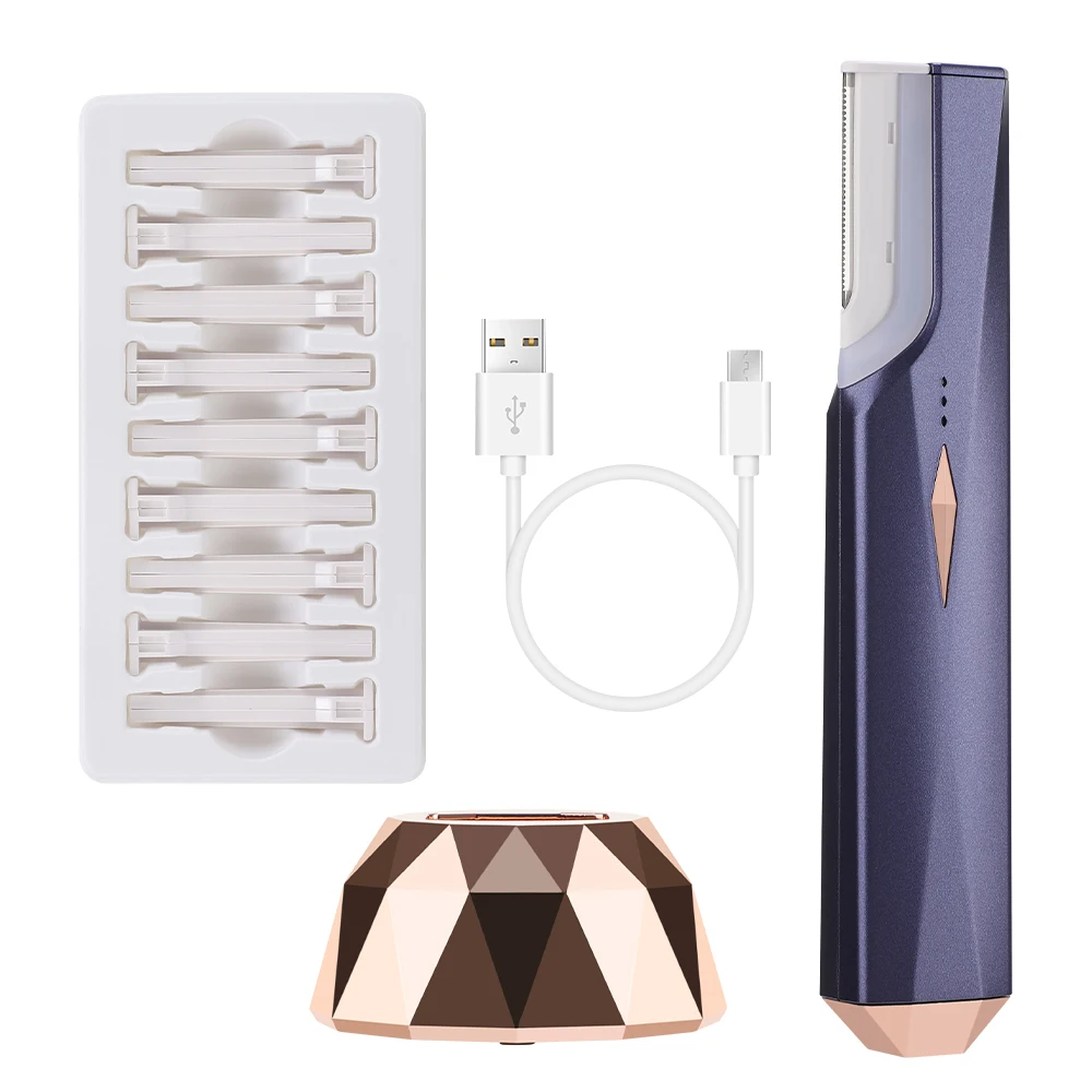 Sonic Dermaplaning Tool for Women 3-Speed Facial Exfoliation Razor Peach Fuzz Removal with 9 Refill Blades Facial Hair Trimmer