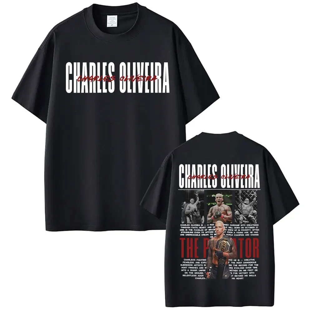 Limited Do Bronx Charles Oliveira Retro Graphic T Shirt Men's Clothing 100% Cotton Oversized T Shirts Fashion Trend Cool T-shirt