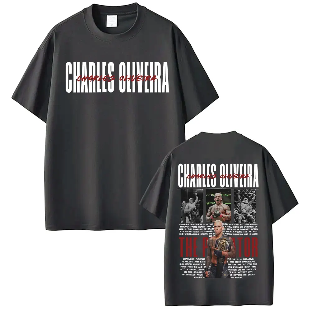 Limited Do Bronx Charles Oliveira Retro Graphic T Shirt Men's Clothing 100% Cotton Oversized T Shirts Fashion Trend Cool T-shirt