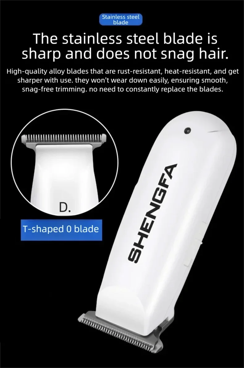 Mini Hair Trimmer 0mm T-Steel Blade Portable Rechargeable Electric Hair Clipper for Bald Head Shaving Barber Haircuts Precision